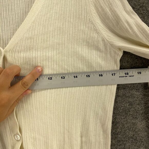5/$45 41 Hawthorn Cardigan Women PM Petite White V-Neck Button Up Long Sleeve - Picture 7 of 9